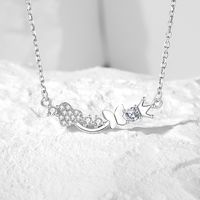 Décontractée Style Moderne Commuer Forme De Cœur Couronne Papillon Argent Sterling Polissage Placage Incruster Zircon Collier main image 7