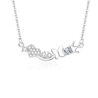 Décontractée Style Moderne Commuer Forme De Cœur Couronne Papillon Argent Sterling Polissage Placage Incruster Zircon Collier main image 6