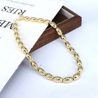 Streetwear Oval Copper Beaded Plating 18k Gold Plated Necklace sku image 1