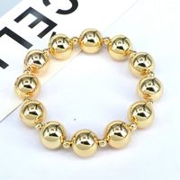 Vintage Style Simple Style Round Copper Beaded Plating 18k Gold Plated Bracelets sku image 1