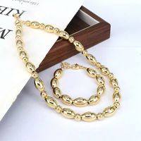 Streetwear Round Oval Copper Beaded Plating 18k Gold Plated Bracelets Necklace sku image 1