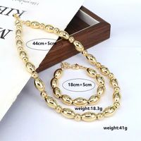 Streetwear Round Oval Copper Beaded Plating 18k Gold Plated Bracelets Necklace main image 2