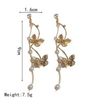 1 Pair Elegant Butterfly Plating Inlay Alloy Artificial Rhinestones Artificial Pearls Gold Plated Drop Earrings main image 2