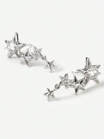 1 Pair Simple Style Pentagram Plating Inlay Alloy Zircon Silver Plated Drop Earrings main image 4
