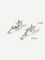 1 Pair Simple Style Pentagram Plating Inlay Alloy Zircon Silver Plated Drop Earrings main image 2