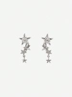 1 Pair Simple Style Pentagram Plating Inlay Alloy Zircon Silver Plated Drop Earrings main image 3