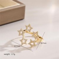 Stainless Steel Copper Sweet Simple Style Plating Star Heart Shape Zircon Adjustable Ring main image 2