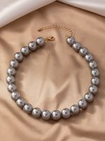 Simple Style Round Beaded Alloy Women's Necklace main image 5