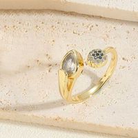 Vintage Style Simple Style Commute Flower Copper Plating Inlay Zircon 14k Gold Plated Open Rings sku image 5