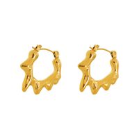 1 Pair Elegant Retro Flame Irregular Plating Titanium Steel 18k Gold Plated Hoop Earrings main image 7