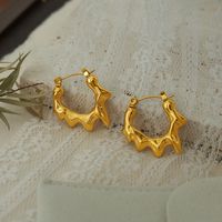 1 Paire Élégant Rétro Flamme Irrégulière Placage Acier Au Titane Plaqué Or 18k Boucles D'oreilles Cerceau main image 4