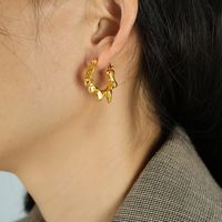 1 Pair Elegant Retro Flame Irregular Plating Titanium Steel 18k Gold Plated Hoop Earrings main image 6