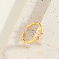 Vintage Style Simple Style Commute Solid Color Copper Plating Inlay Zircon 14k Gold Plated Open Rings sku image 3