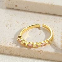 Vintage Style Simple Style Commute Solid Color Copper Plating Inlay Zircon 14k Gold Plated Open Rings sku image 6