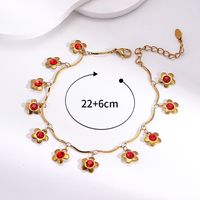 Dulce Estilo Simple Flor Acero Inoxidable 201 Chapados en oro de 18k Circón Pulsera Al Mayoreo sku image 2