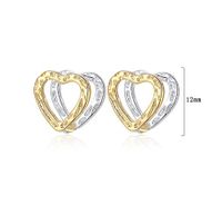 1 Pair Vintage Style Heart Shape Plating Copper Silver Plated Ear Studs main image 2