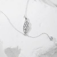 Casual Modern Style Wings Sterling Silver Polishing Plating Inlay Zircon Pendant Necklace main image 5