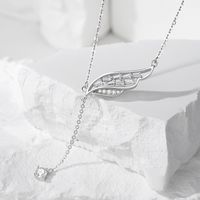 Casual Modern Style Wings Sterling Silver Polishing Plating Inlay Zircon Pendant Necklace main image 4