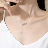 Casual Modern Style Wings Sterling Silver Polishing Plating Inlay Zircon Pendant Necklace main image 3