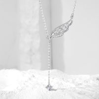 Casual Modern Style Wings Sterling Silver Polishing Plating Inlay Zircon Pendant Necklace main image 1