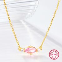 Elegant Luxurious Shiny Geometric Sterling Silver Plating Inlay Zircon 18k Gold Plated White Gold Plated Necklace sku image 1