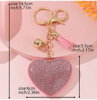 Simple Style Love Electrocardiogram Heart Shape Alloy Korean Velvet Tassel Inlay Rhinestones Bag Pendant Keychain main image 2