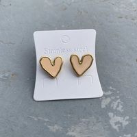 1 Pair Cute Tropical Heart Shape Enamel Stainless Steel Earrings sku image 13