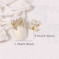 Elegant Butterfly Bow Knot Copper Inlaid Zircon Nail Decoration Accessories 3 Pieces main image 2