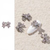 Elegant Butterfly Bow Knot Copper Inlaid Zircon Nail Decoration Accessories 3 Pieces main image 5