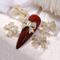 Elegant Butterfly Bow Knot Copper Inlaid Zircon Nail Decoration Accessories 3 Pieces main image 4