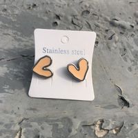 1 Pair Cute Tropical Heart Shape Enamel Stainless Steel Earrings sku image 14