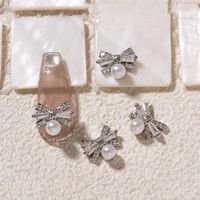 Sweet Butterfly Bow Knot Copper Zircon Nail Decoration Accessories 4 Pieces sku image 2