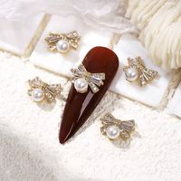 Sweet Butterfly Bow Knot Copper Zircon Nail Decoration Accessories 4 Pieces main image 6