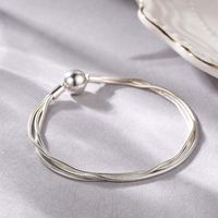 Simple Style Commute Round Sterling Silver Plating Silver Plated Bracelets main image 4