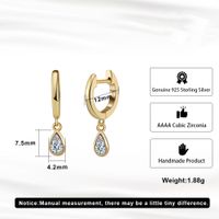 1 Pair Simple Style Water Droplets Polishing Plating Inlay Sterling Silver Zircon 14k Gold Plated White Gold Plated Drop Earrings main image 2