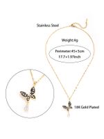Elegant Glam Butterfly Stainless Steel Enamel Plating Inlay Artificial Pearls Zircon 18k Gold Plated Pendant Necklace main image 2