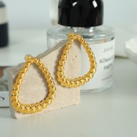 1 Pair Retro Simple Style Triangle Twist Plating Titanium Steel 18k Gold Plated Earrings main image 6