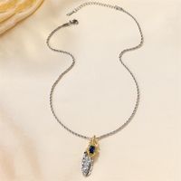 Stainless Steel Copper Simple Style IG Style Inlay Plating Feather Zircon Pendant Necklace main image 5