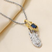 Stainless Steel Copper Simple Style IG Style Inlay Plating Feather Zircon Pendant Necklace main image 6