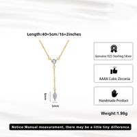 Simple Style Geometric Sterling Silver Plating Inlay Zircon 14k Gold Plated Silver Plated Pendant Necklace main image 2