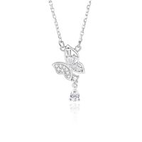 Casual Modern Style Commute Water Droplets Butterfly Sterling Silver Polishing Plating Inlay Zircon Pendant Necklace sku image 1
