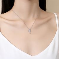 Casual Modern Style Commute Water Droplets Butterfly Sterling Silver Polishing Plating Inlay Zircon Pendant Necklace main image 3