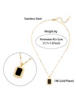 Glam Simple Style Rectangle Stainless Steel Plating Inlay Zircon 18k Gold Plated Pendant Necklace main image 2