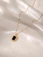 Glam Simple Style Rectangle Stainless Steel Plating Inlay Zircon 18k Gold Plated Pendant Necklace main image 4