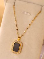 Glam Simple Style Rectangle Stainless Steel Plating Inlay Zircon 18k Gold Plated Pendant Necklace main image 5
