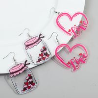 1 Pair Romantic Love Heart Shape Arylic Drop Earrings main image 8