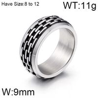 Retro Rock Classic Style Chains Print Twist Stainless Steel Titanium Steel Steel 18K Gold Plated Men's Rings sku image 9