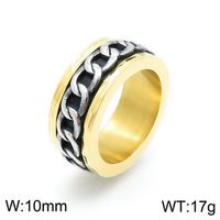 Retro Rock Classic Style Chains Print Twist Stainless Steel Titanium Steel Steel 18K Gold Plated Men's Rings sku image 40