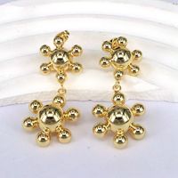 1 Pair Retro Simple Style Streetwear Flower Ginkgo Leaf Plating Copper 18k Gold Plated Drop Earrings sku image 3