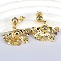 1 Pair Retro Simple Style Streetwear Flower Ginkgo Leaf Plating Copper 18k Gold Plated Drop Earrings sku image 2